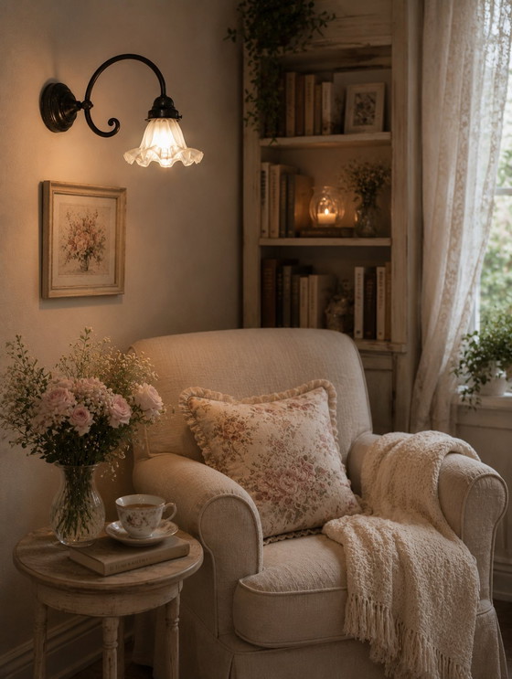 Image 1 of Romantic wall lamp with opaline glass lampshade