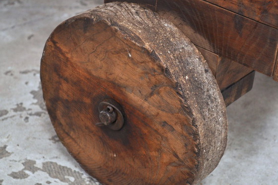 Image 1 of Antieke eiken transportkar eind 19de eeuw