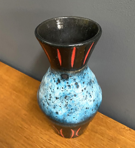 Image 1 of Vaso Germania Ovest di Scheurich modello 523-21 blu, nero e rosso