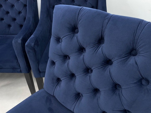 Set of 6 Goossens dining chairs blue velvet (model Pearl)