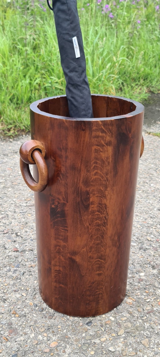 Image 1 of Vintage Wooden Umbrella Stand Brutalist '50s