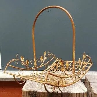 Wrought iron basket with handle large, Decorative Objects, Metal, Brown, Vintage (photo 5 of 5)
