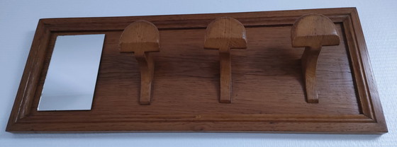 Image 1 of Appendiabiti da parete a specchio in rovere