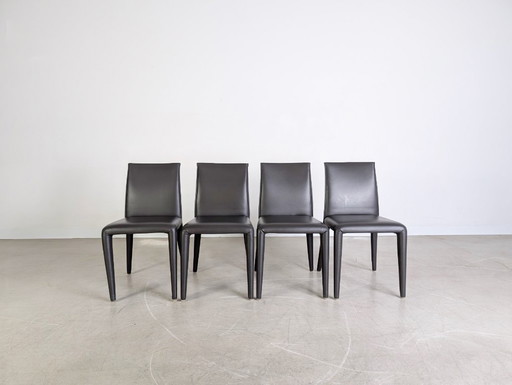 Set van 4 B&B Italia stoelen Vol Au Vent leren stoel Mario Bellini