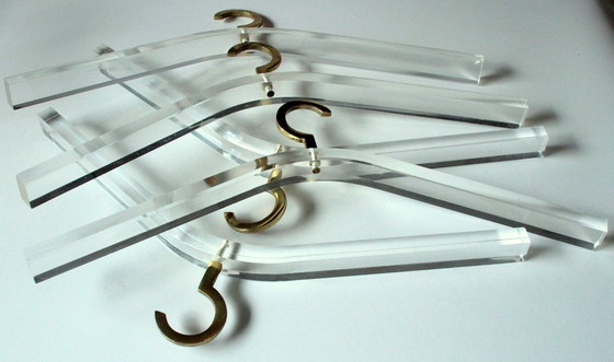 Image 1 of 5 Postmodern acrylic coat hangers with brass hangers