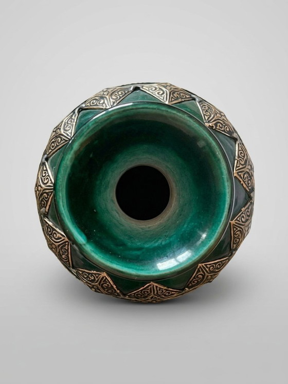 Vaso marocchino in ceramica verde e metallo – 15 cm – Vasi (photo 2 of 6)