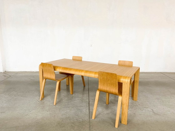 Image 1 of Bamboo Dining Set Table and Chairs by Henrik Tjaerby for Artek Studio, Set of 5