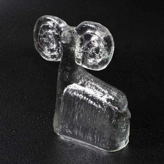 Image 1 of Set di 3 statuette vintage di animali in vetro pressato: Pavel Panek, Capanna di Rudolfova, anni '70