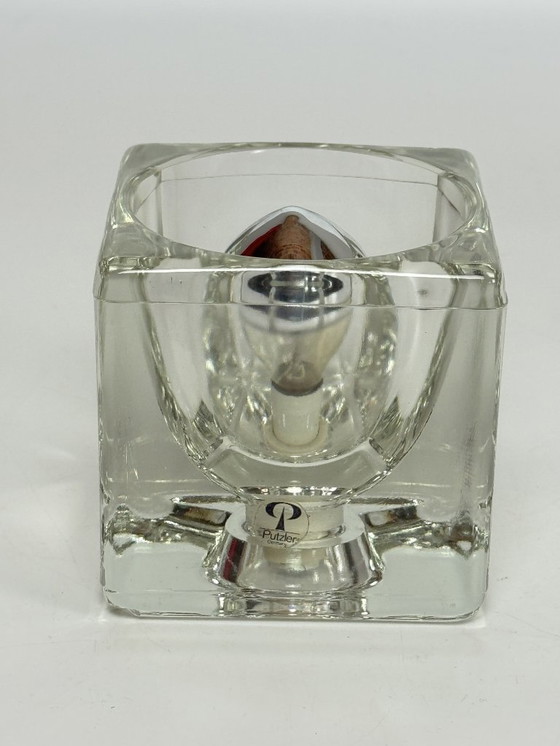 Image 1 of Lampe de table cube en cristal, design Mid-Century, par Putzler. Allemagne, années 1970.