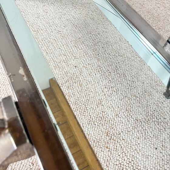 Vintage Italiaanse salontafel van glas, chroom en messing, Hollywood Regency-stijl, jaren 70. – Metal (photo 16 of 19)