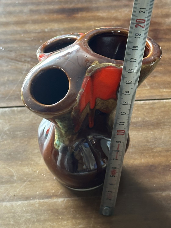 Image 1 of Triflore Vintage Vallauris ceramic vase H 16 cm