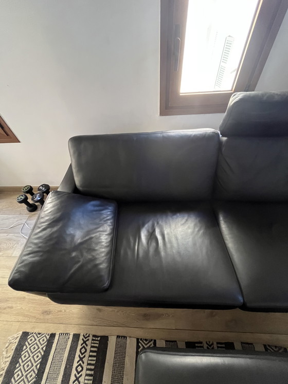 Image 1 of Zwarte leren bank COR Conseta