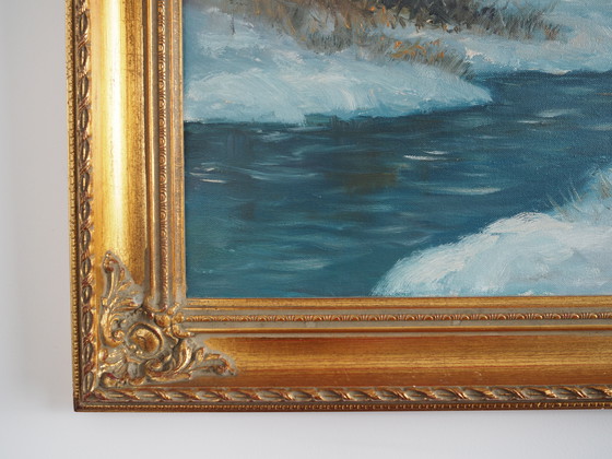 Image 1 of Tableau "Le ruisseau d'hiver", design scandinave, années 1970