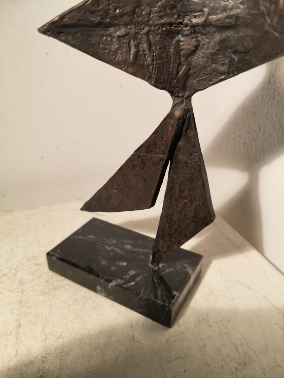 Image 1 of Design modernist expressive cubistic bronze sculpture on marble base