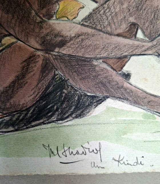 Image 1 of Marie Louise Stradiot-Bougnet - Congo -Lega Tribe Study – Watercolor - 1930's