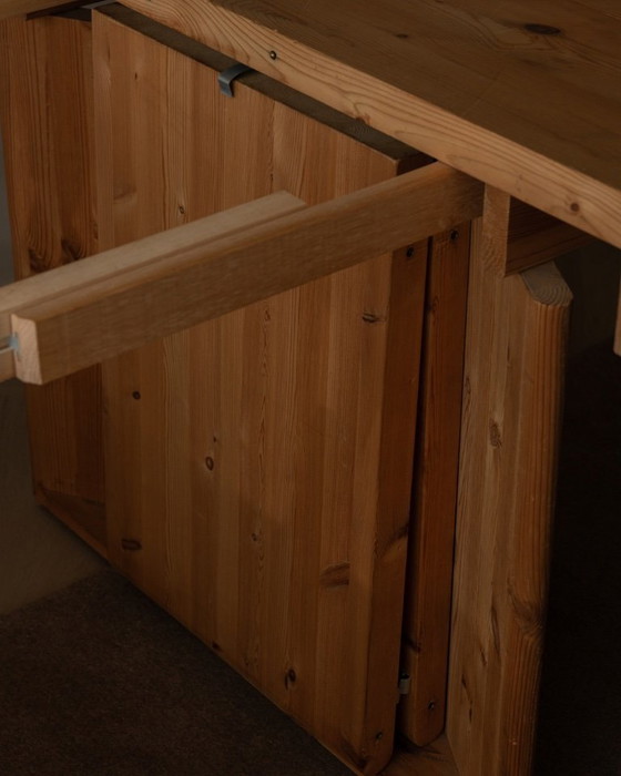 Image 1 of Vintage Danish Pine Round Extendable Dining Table Modul Møbler, Vinderup A/S 1980s