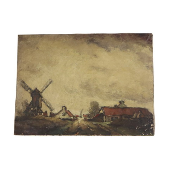 Charming Farm Landscape Painting Signed Wittouck 60x80cm – Paintings & Drawings, Canvas, Vintage (photo 13 of 15)