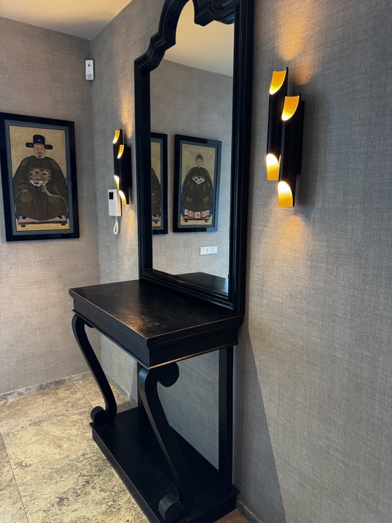 Side Tafel Met Spiegel – Bijzettafels, Glass, Wood (photo 3 of 7)