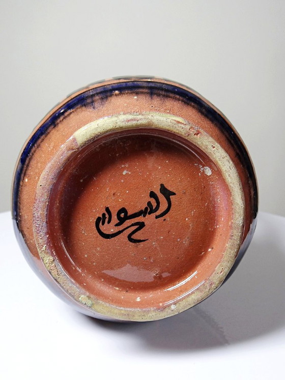 Image 1 of Large Moroccan Safi polychrome terracotta vase with two handles, 1950s-1970s