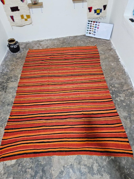 Vintage Berber Kilim Rug, 1990s, Unique Piece, 250cm x 174cm – vloerkleden en tapijten, Wool