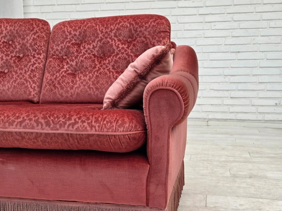 Image 1 of 1980s, Scandinavian 2-seater sofa, pink furniture velour.