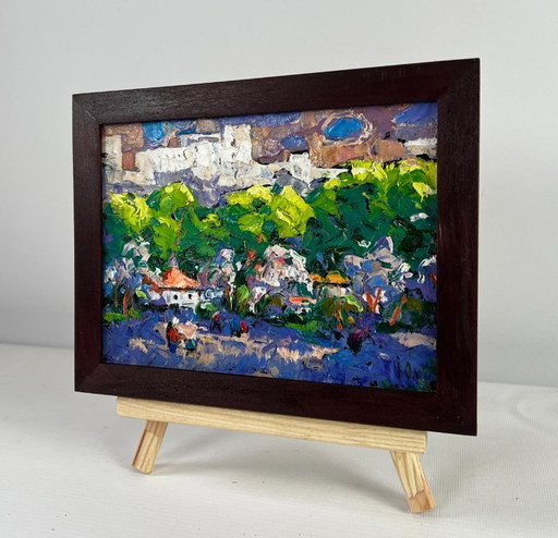 Original Oil Painting Summer Street Landscape The city that never sleeps