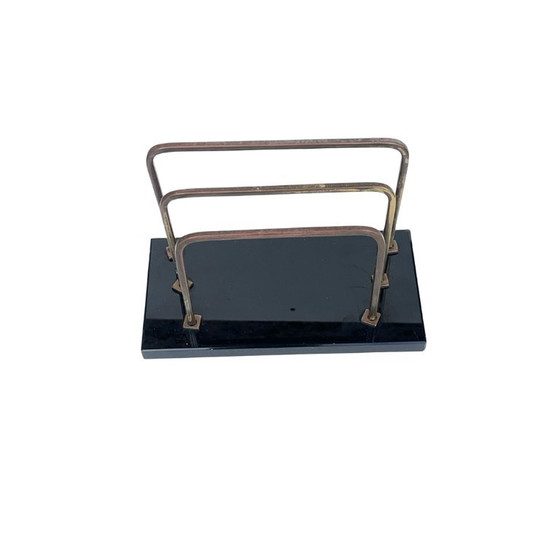 Art Deco / Bauhaus Letter Holder, Glass and Brass, 1930s. – Table accessories (photo 7 of 12)