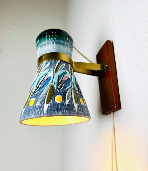 Dekorative Sgraffito Keramik Wandleuchte von Tilgmans Keramik, Schweden, 1960er Jahre.