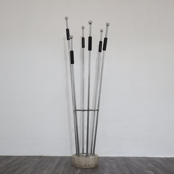 Image 1 of Mannelli brothers travertine steel coat rack, 1970s modern design