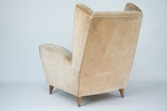 Image 1 of Mid-Century attributed Melchiorre Bega single Armchair in velvet. Italy 1950s