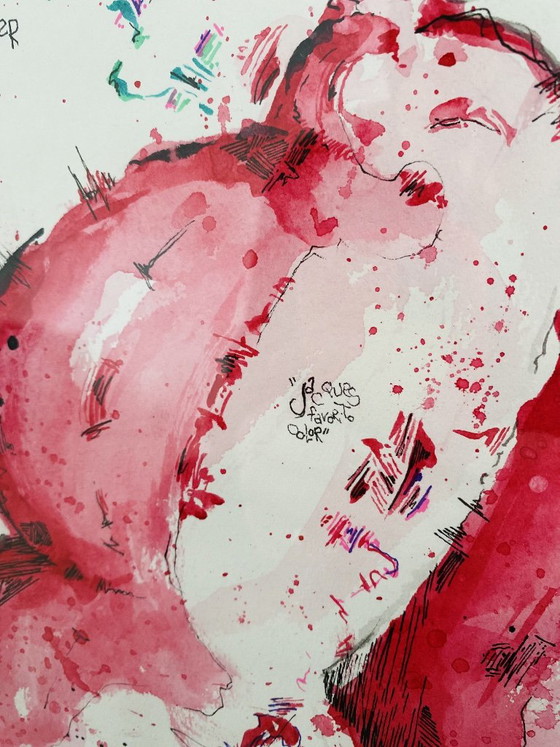 Pittura Esclusiva – Jacques Sparrow - "Pink Between the Lines." – Arte, Carta (photo 4 of 9)