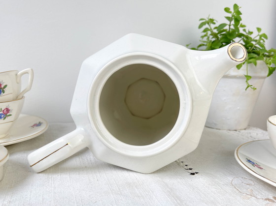 Image 1 of Service à Thé Vintage en Porcelaine Fleurie Digoin Sarreguemines