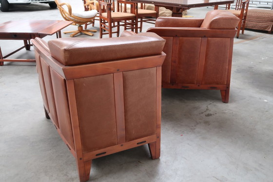 Image 1 of Poltrone vintage in pelle Shaker Schuitema - set da 2