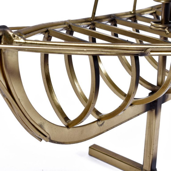 Image 1 of 1976 Curtis Jere Alambre de latón Galeón Barco Velero Escultura de metal Arte