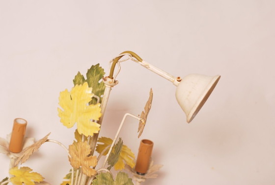 Image 1 of Lustre Floral Vintage en Tôle, 1970