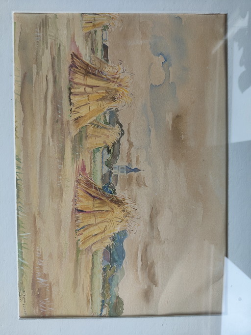 Peinture de paysage de J.H. Sollie Dwingelderveld de 1965