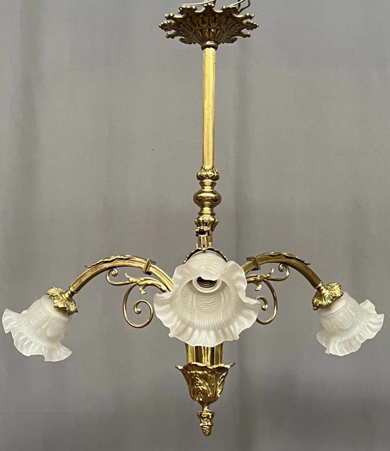 Lampadario in stile Luigi XV. Bronzo massiccio dorato. – Bronze (photo 6 of 6)