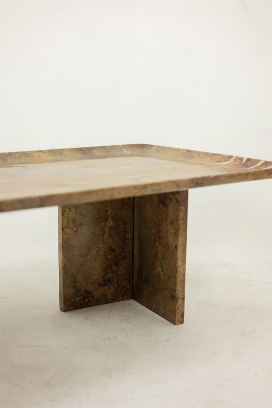 Image 1 of Mesa de centro rectangular de mármol Sarrancolin. Obra contemporánea.