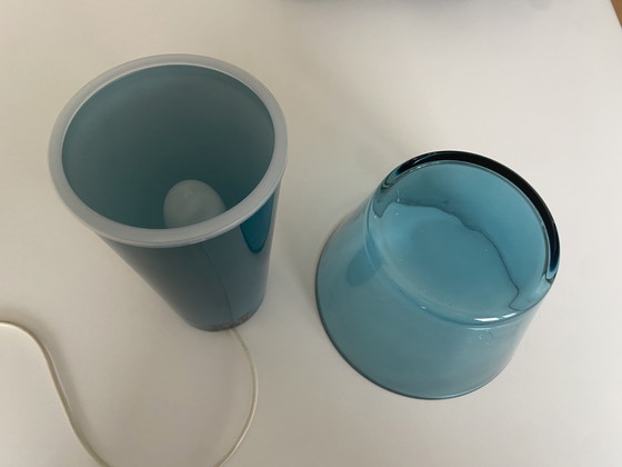 Image 1 of Lampada da tavolo vintage IKEA Gavik a forma di fungo, vetro blu petrolio, design di Helena Svensson, anni '90.