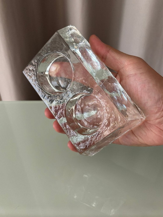 Portacandele doppio in vetro spesso vintage – Vetro trasparente scultoreo – Regali, Glass (photo 9 of 9)