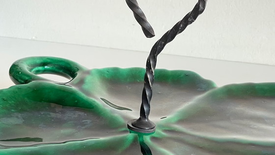 Image 1 of Piatto Barbotine in ceramica smaltata vintage