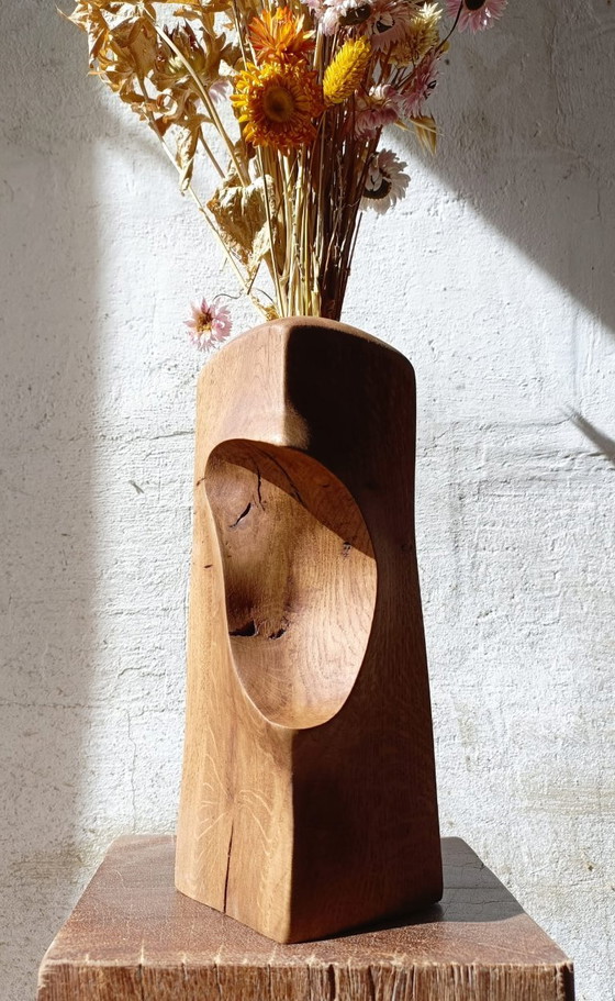 Vaso / scultura in rovere massiccio intagliato – retroDom, Vasi, Wood (photo 2 of 8)