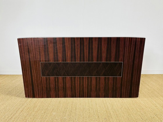 Image 1 of Uitschuifbare eettafel in Art Deco-stijl, gemaakt van Macassar-ebbenhout, 1940.