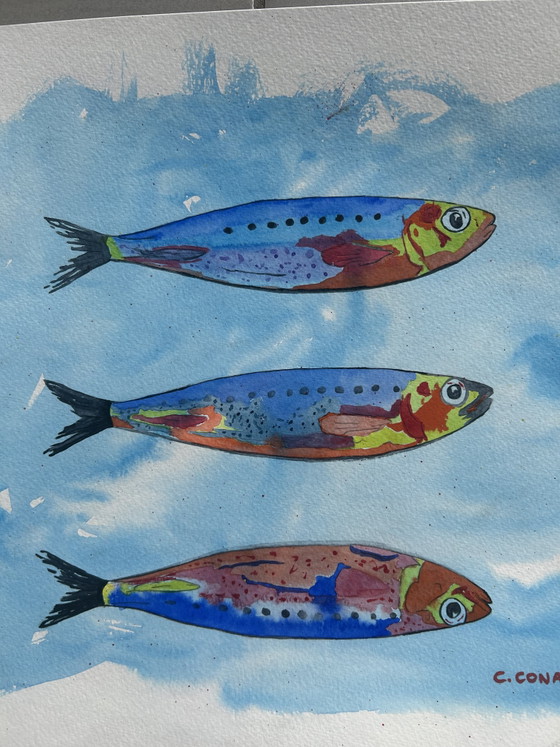 Kleurrijke Sardines Aquarel 30x40 cm – canson, Wanddecoratie, Paper (photo 6 of 8)