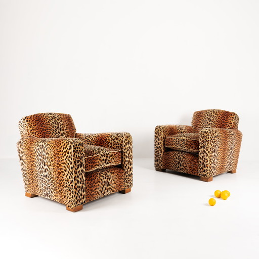 Travail Décorateur, Pair of Leopard Armchairs, c.1930