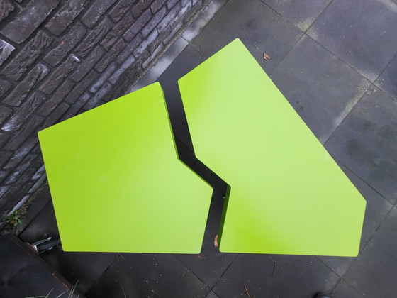 Image 1 of Leolux Piombo design coffee table, 2-piece, bright green.