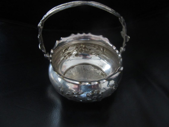 WMF Art Nouveau Antieke Kom met Zwenkhandvat, Verzilverd, Gestempeld WMFM – Schalen, Metal, Silver (photo 12 of 16)
