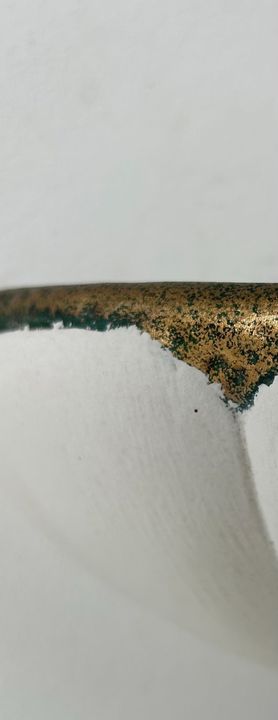 Image 1 of Pair of vintage seashell wall sconces, matte white plaster and gold details, France, 1970