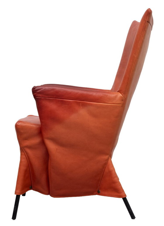 Gerard van der Berg fauteuil met oranje leren rok, jaren 80 – Leather, Dutch Design Style (photo 39 of 40)