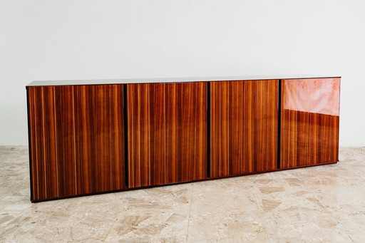 Monumental Rosewood Sideboard Zebrawood Lacquered Mid-Century Design 1970
